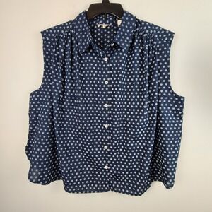 Levi's Women's‎ Gracen Blouse Livia Dot Navy Blaze XL Button Up Sleeveless Top